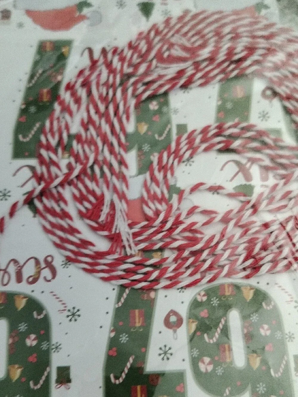 67 / Six Seven Christmas Wrapping Paper with Red & White Twine - Set of 2